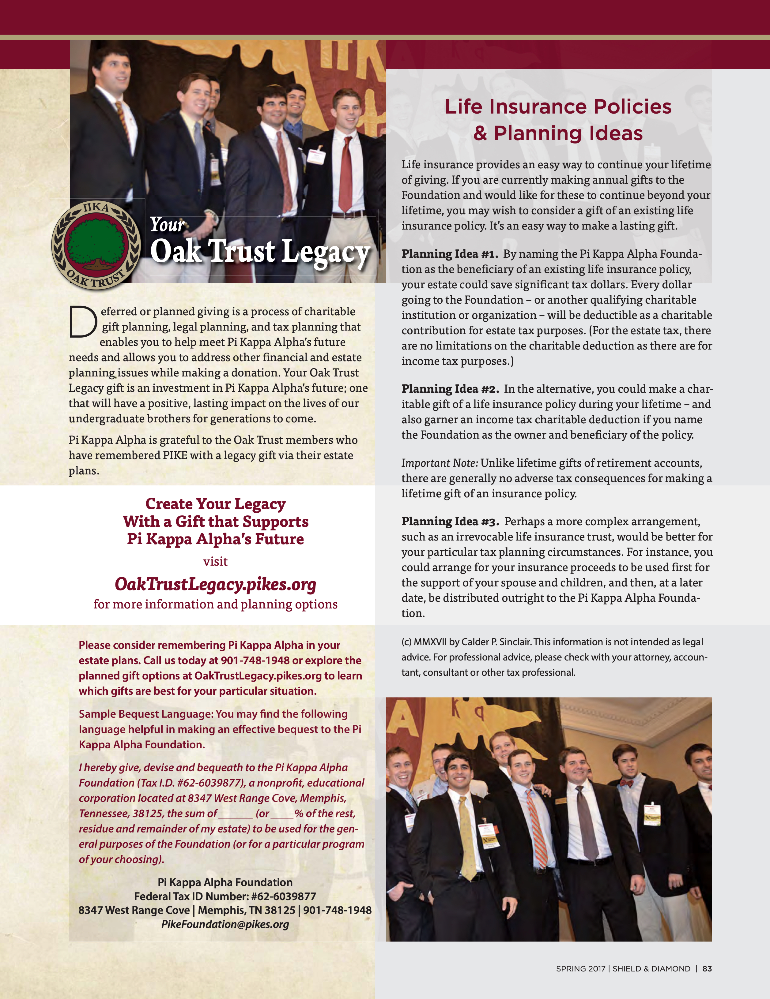 Your Oak Trust Legacy, Spring 2017